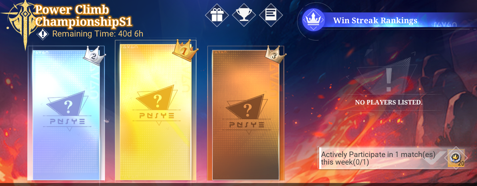 Power Climb 1 (Wednesday) / Power Climb 2 (Wednesday) / Power Climb 1 (Friday) / Power Climb 2 (Friday) / Power Climb 1 (Sunday) / Power Climb 2 (Sunday)